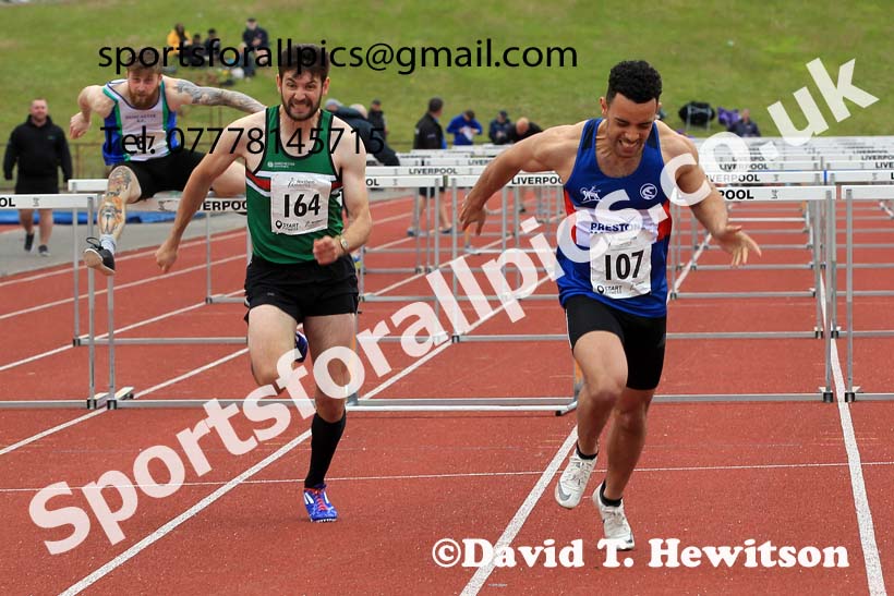 Senior mens 110 metres hurdles, 2022 Northern Senior and Under-20 Champs., Wavertree Athletics Centre, Liverpool. Photo: David T. Hewitson/Sports for All Pics